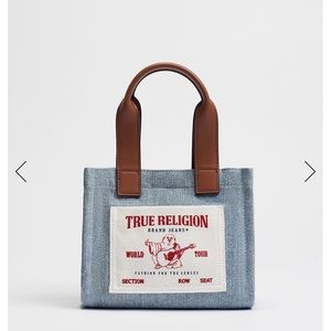 True Religion Mini Denim Logo Tote Bag